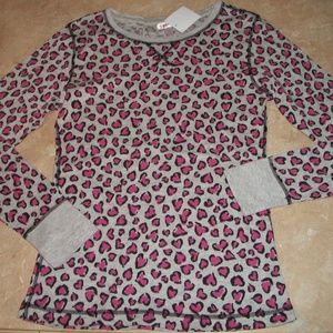 St eve Gray w Pink Heart Cotton Thermal Sleep Top